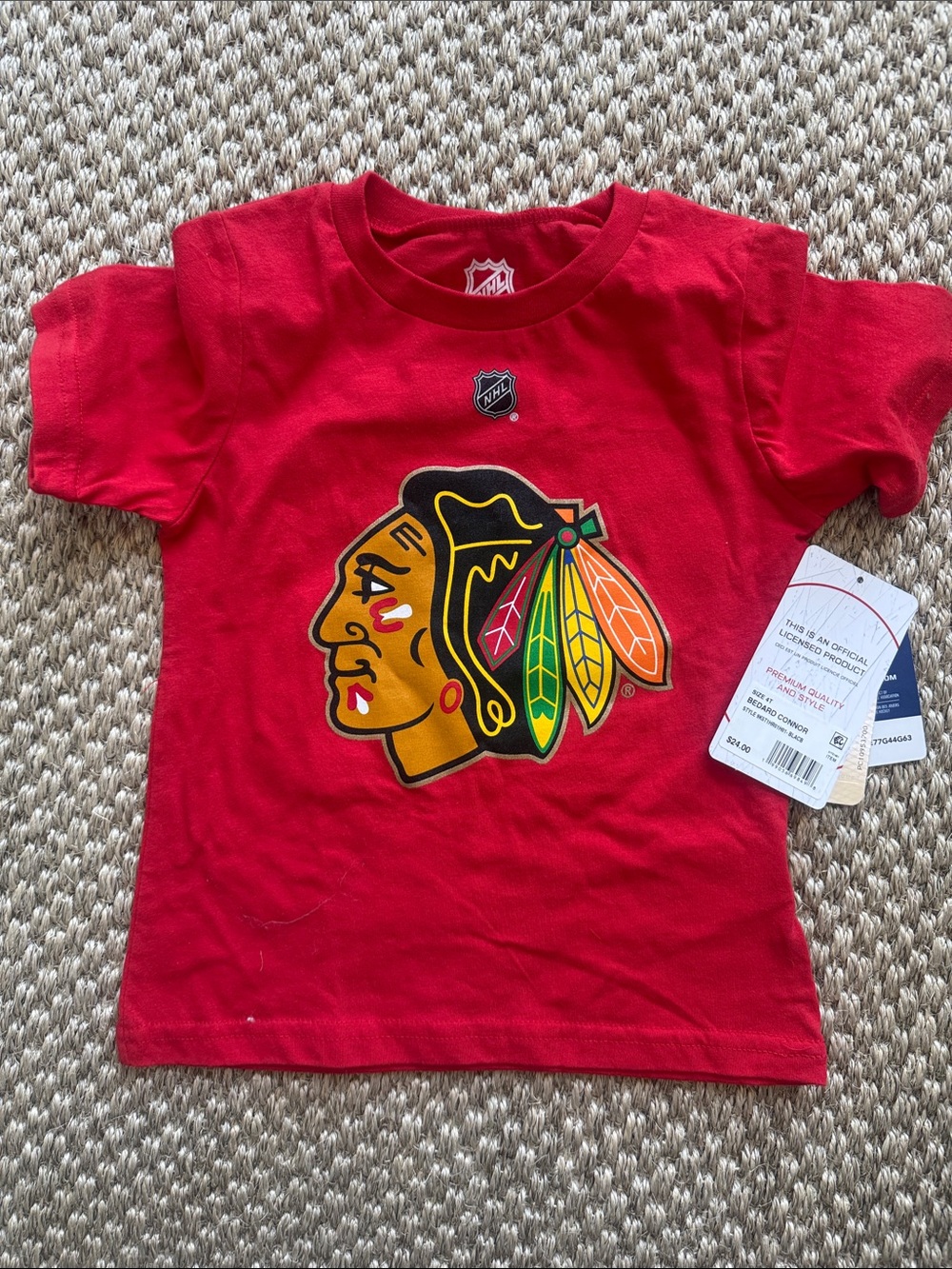 Chicago Blackhawks Red Kids Logo T-Shirt Connor beaded 4t